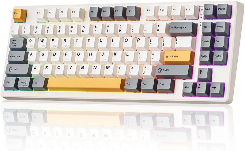 Kisnt Wireless Mechanical Keyboard,Gasket Mounted with Creamy Sound,Bluetooth/2.4GHz/USB-C,Custom Hot Swappable,RGB Backlit,75% Compact Layout for Gaming/Typing/Win/Mac/PC (Retro Beige,Linear Switch) - Image 2